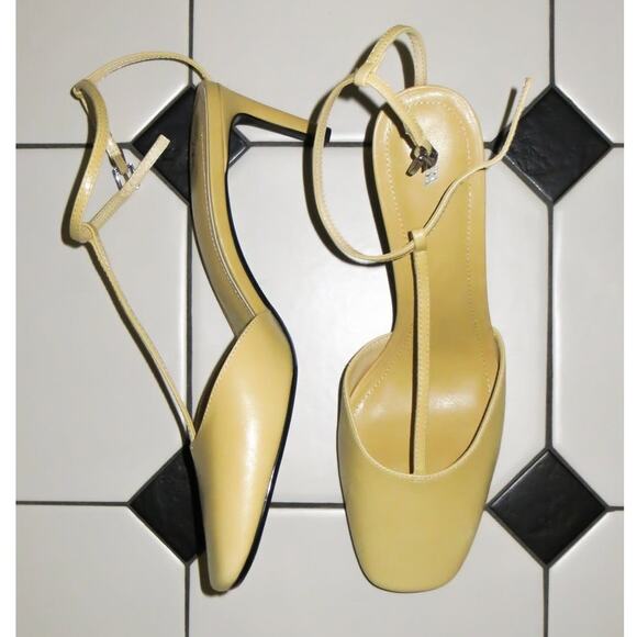 ZARA Yellow Leather Heels NWT - Picture 3 of 16